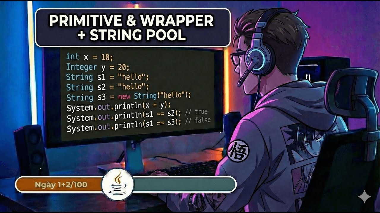 Ngày 1+2/100 học Java - Primitive & Wrapper + String Pool