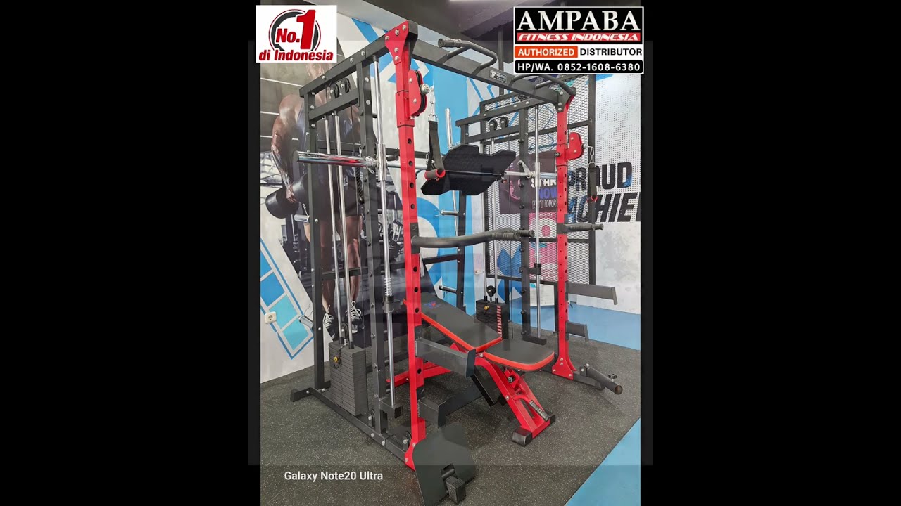 TUTORIAL FULL LATIHAN MENGGUNAKAN ALAT FITNES MULTIGYM IMPORT DUALSTACK MACHINE/SMITH MACHINE MULTI