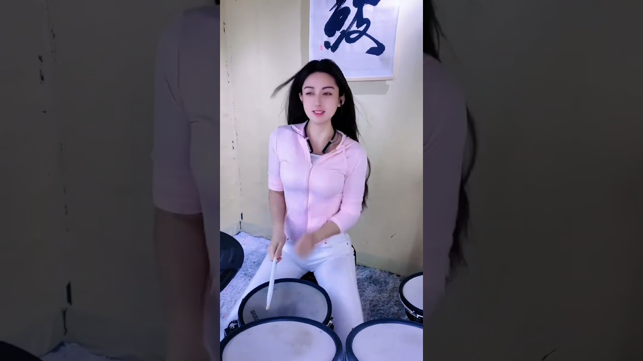 Intense Drum set performance. 