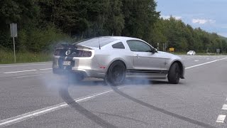 662HP Ford Shelby Mustang GT500 SVT Burnout fail!(In this video you can see a 5.8L V8 Supercharged 662HP Shelby Mustang GT500 with SVT Package trying to make a brutal burnout, but it goes almost wrong!, 2014-08-29T09:30:01.000Z)