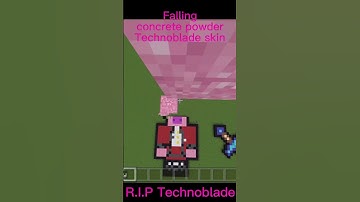 Technoblade falling concrete pixel art #minecraft #youtubeshorts #technoblade