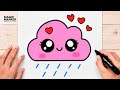 How to Draw a Cute Kawaii Pink Rain Cloud ☁️????????️ | Easy Cute Digital Illustration
