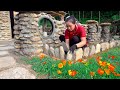 Complete build stone fence  decorative flower planting  build log cabin  o daily farm