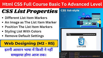 O Level M2-R5.1HTML CSS List :Different List Item,Styling with Colors, and Removing Default Settings