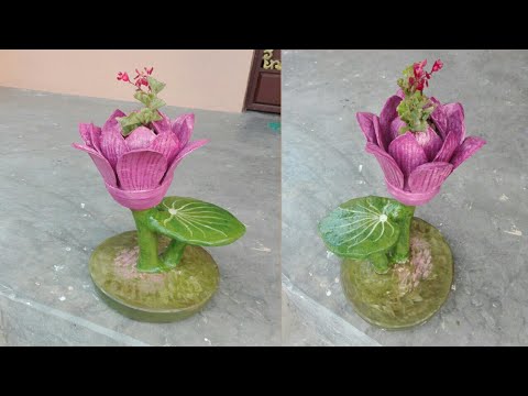 A beautiful lotus flower pot.how to make it.Beautiful idea. - YouTube