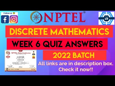 Discrete Mathematics Week 6 Quiz Assignment Solution | NPTEL 2022 | SWAYAM