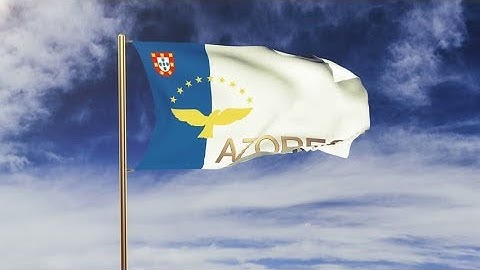 4K Azores flag with title waving in the wind. Looping sun rises style. Animation loop Stock video