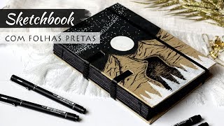 Fiz um caderno com folhas pretas 📖🖤 Caderno feito à mão | Marina Araújo