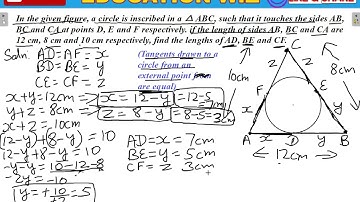 In the given figure, a circle is inscribed in a triangle ABC, such that it touches the sides AB, BC