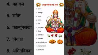 हनुमानजी के 12 नाम। 12 Names Of Lord Hanuman | 🙏 #hanumanji #hanumanjibhajan #bhaktishorts # shorts