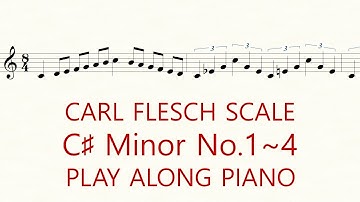 Violin Scale Carl Flesch C sharp Minor No.1~4 Scale System 1 Octave Each String Play Along Piano