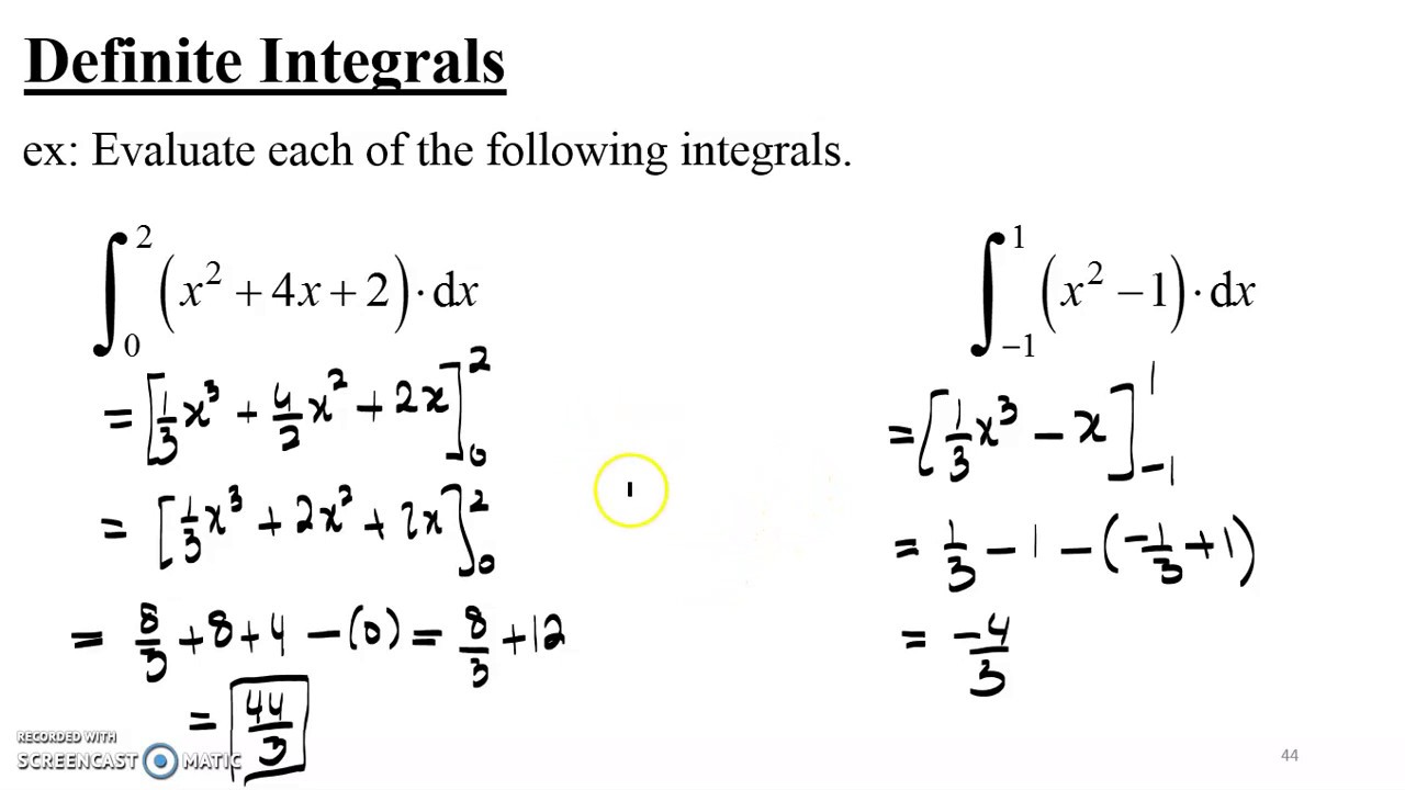 Definite Integrals YouTube