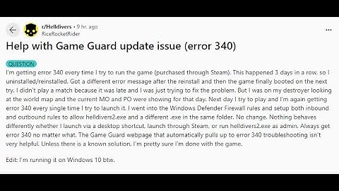 Hoe het Game Guard-updateprobleem op te lossen | Fout 340 in Helldivers 2