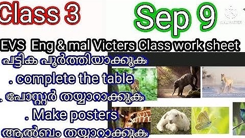 Class 3 Evs/ Victers Class work sheet/ September 9/9/2021/ Thursday