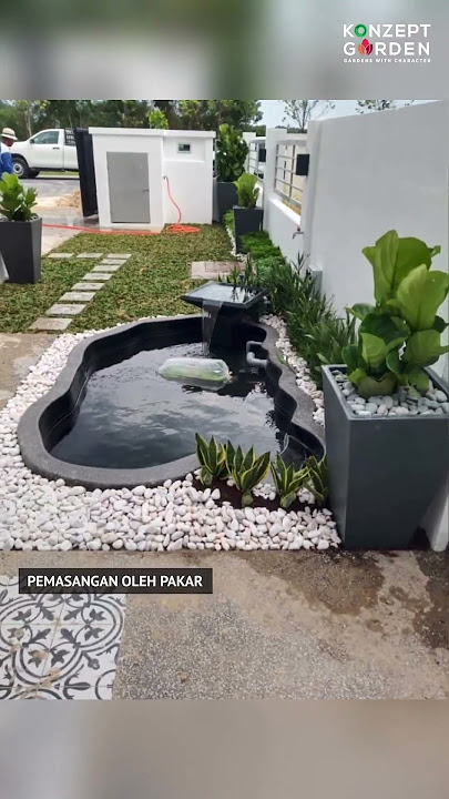Kolam Ikan hiasan di halaman rumah | Landskap Rumah | Konzept Garden