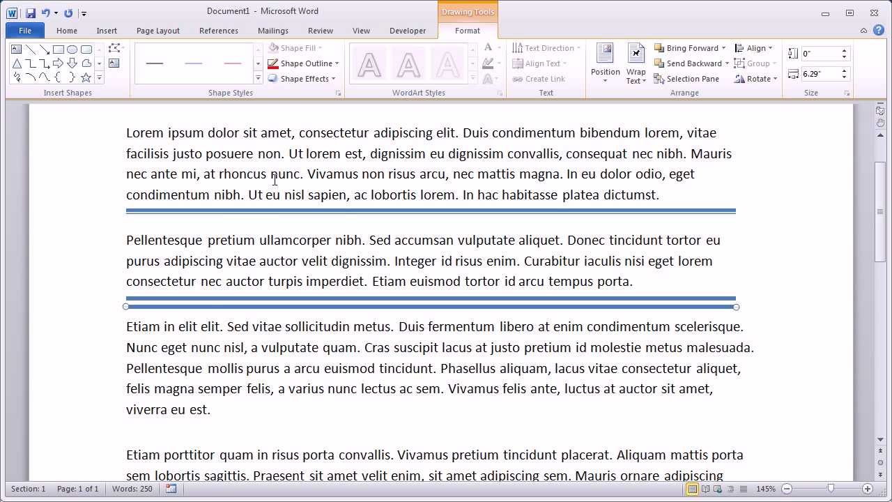 Adding Double Horizontal Lines in Word 21