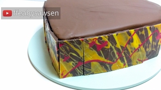 How to cover a cake in chocolate and make decorative chocolate slabs - pouring chocolate recipe