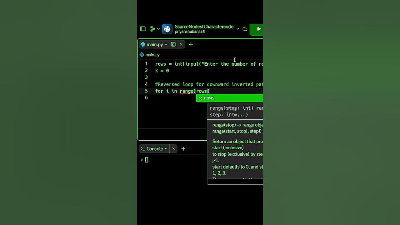 Python Code to print the Number Pattern #programming #code #python # ...