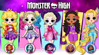 Disney Princess, Harley Quinn & Peach Become Monster High G3 | 30 DIY Arts & Paper Crafts