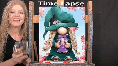 TIME LAPSE - Learn How to Paint "MOM AND BABY GNOME" with Acrylic - Fun Easy Step by Step Painting
