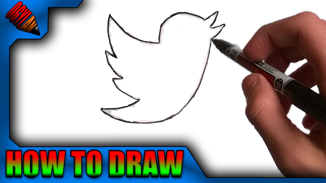 How to draw easily the Twitter Logo - Very Easy !! - YouTube