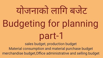 Budgeting for planning // part-1