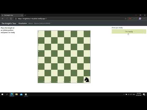 The Knight's Tour Visualization - An Algoexpert SWE Contest Project