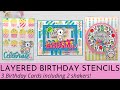Layered Birthday Stencils | 3 Cards including 2 Shakers! | Pretty Pink Posh