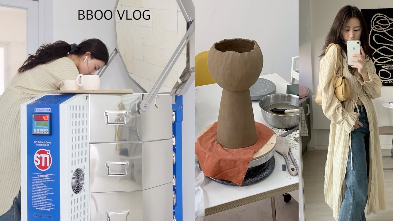 [VLOG] 전기가마 처음 돌려봤다 ! | 도예 작업 브이로그 | 뮤니에 munier | 앙주와 한강산책 | 일상 브이로그