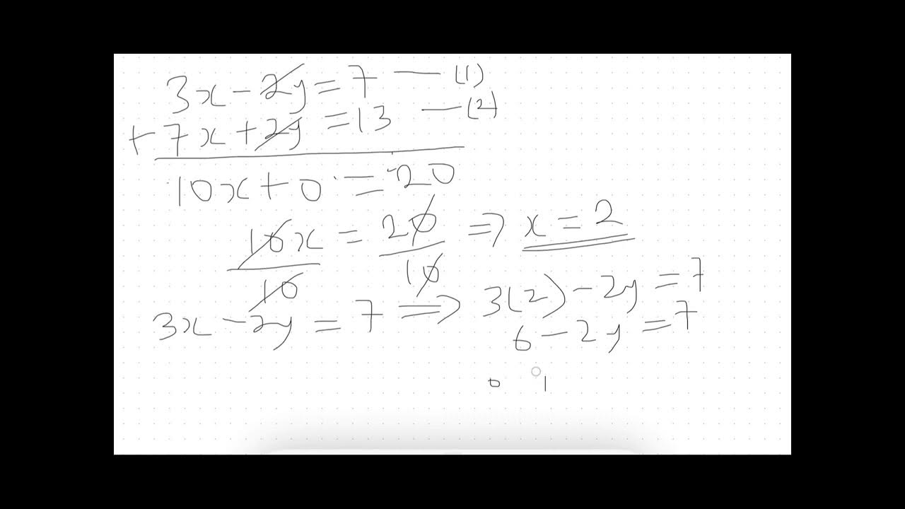 Simulation Linear Equation 3x - 2y = 7 & 7x + 2y = 13 - YouTube