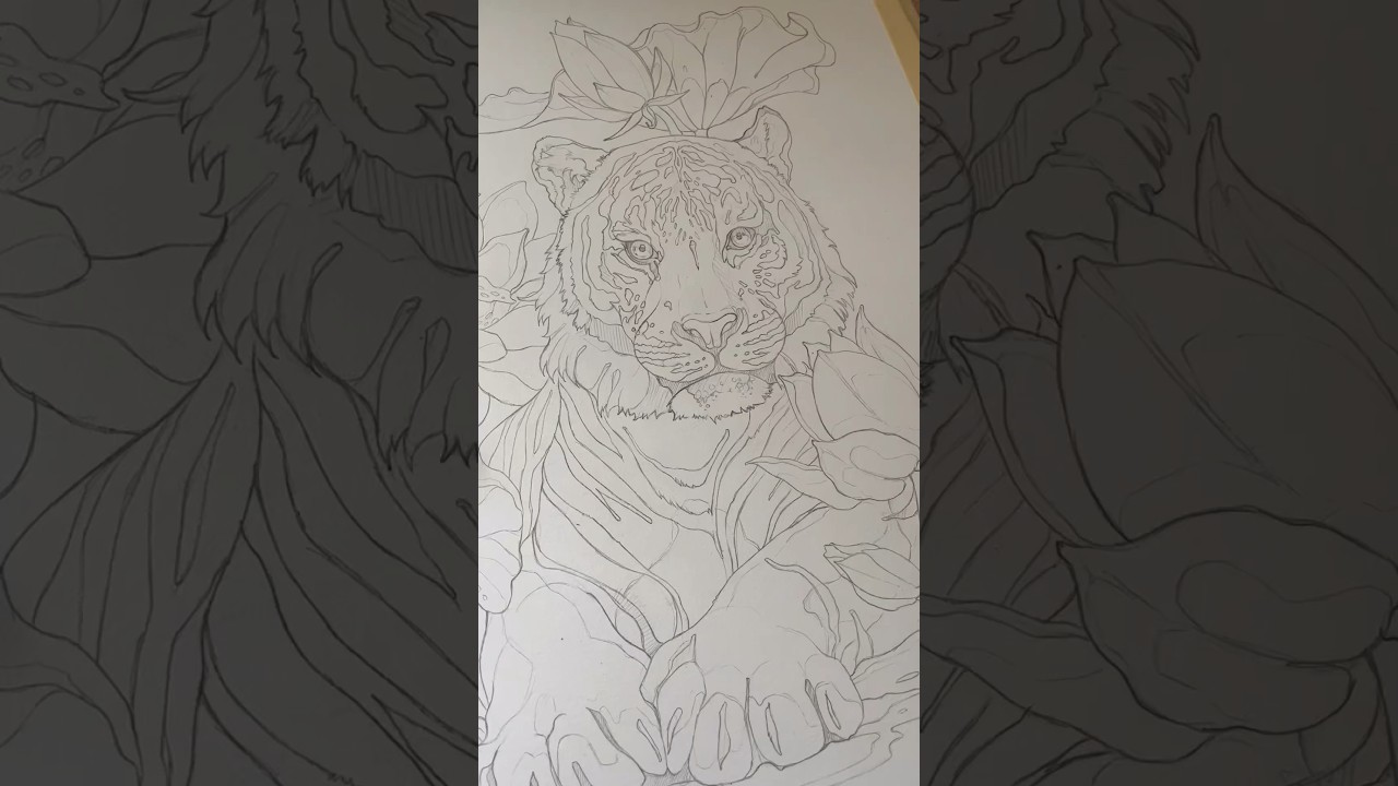 First watercolor painting session on the tiger! 