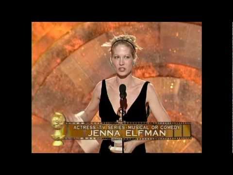 Christine Lahiti and Anthony Edwards presents the award for Best Actress in a Musical or Comedy TV Series to Jane Elfman for her role in "Dharma & Greg". She thanks her team, cast members, and husband. License Golden Globes Clips Here: www.dickclarklicensing.com