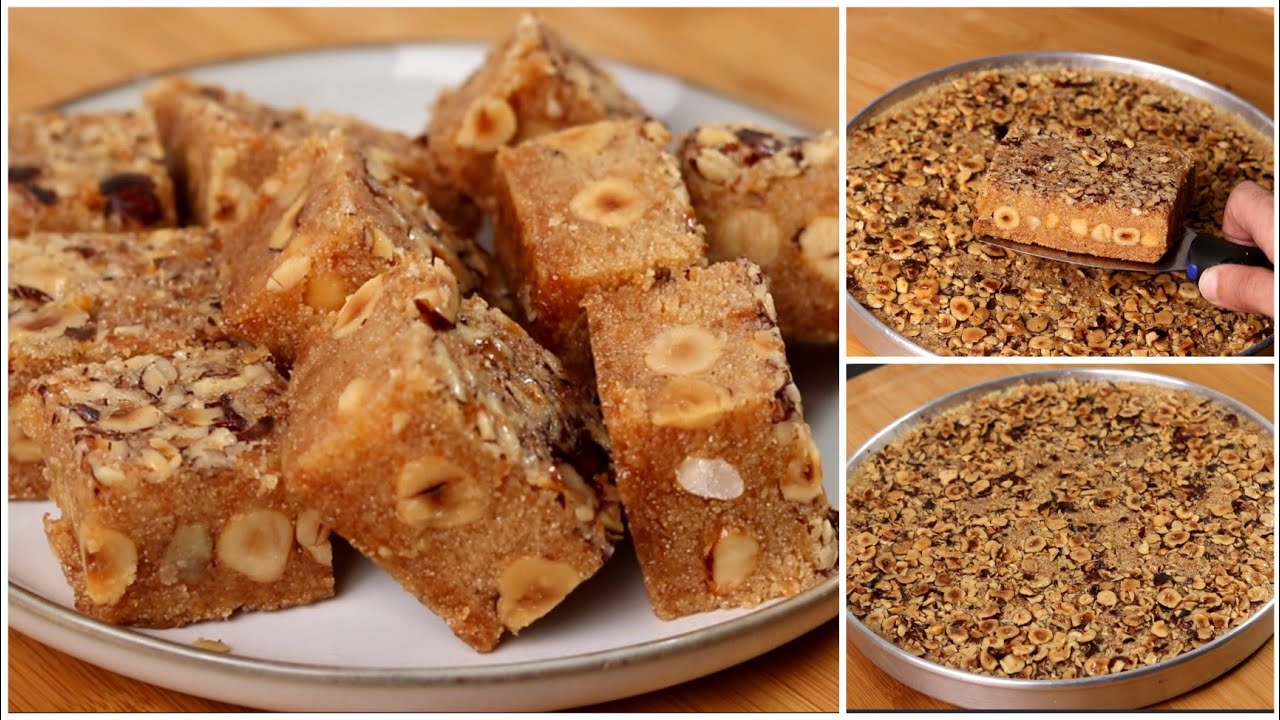 الهريسة بالمكسرات  المحشية بطريقة المحلات وسر تماسكها وطعمها مع سر غامض يخفيه عننا أصحاب المحلات !!