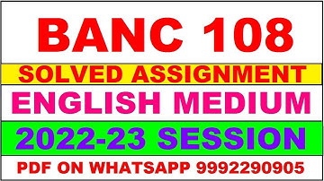 banc 108 solved assignment 2022-23 | banc 108 solved assignment in english 2022-2023 | banc 108 2023