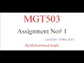 MGT503 Assignment 1 Solution Spring 2023 MGT503 Assignment 1 Solution 2023