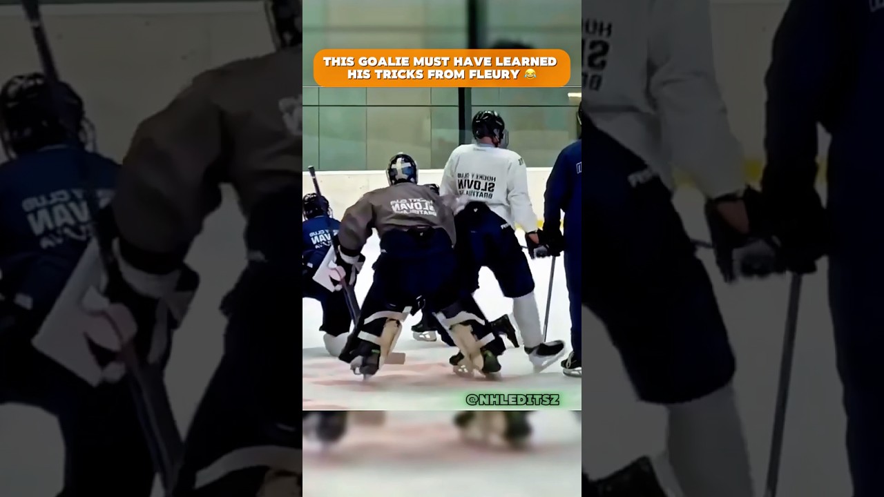 Prankster goalie takes down his teammate 😂 #nhl #hockey #sports #shorts