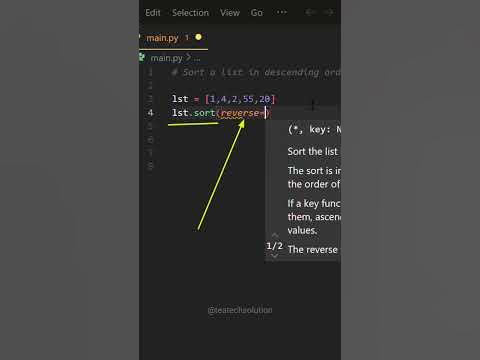 Python Tips: Sorting a List in Descending Order - YouTube