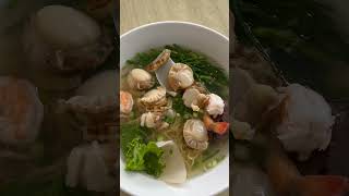 Seafood noodle soup is delicious