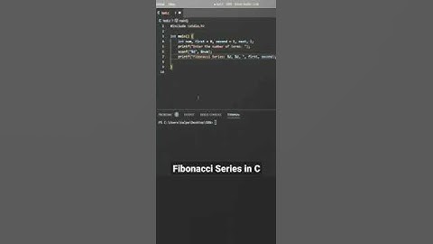 Fibonacci Series in C Programming #coding #cprogramming #shorts #youtubeshorts #short