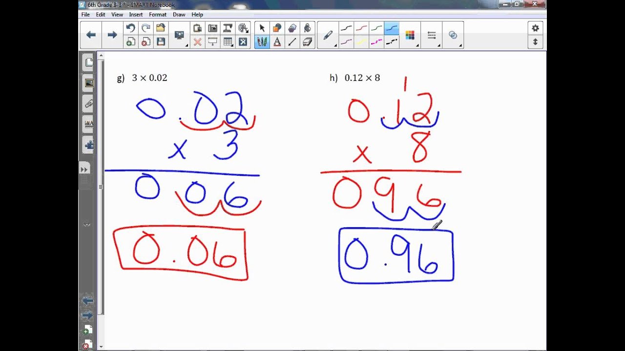 6th Grade 33 Multiplying Decimals by Whole Numbers YouTube