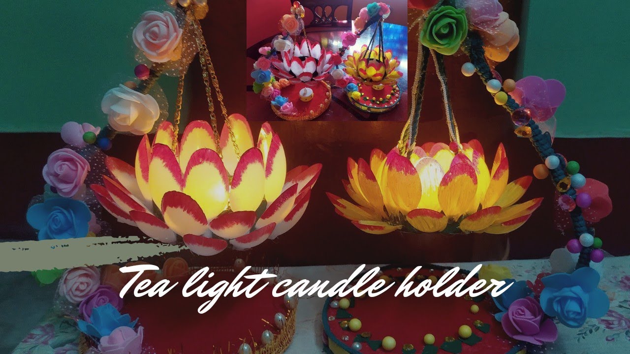 Tea light candle holder, plastic spoons craft, Easy DIY, Diwali decoration idea *Craft with Shampa*