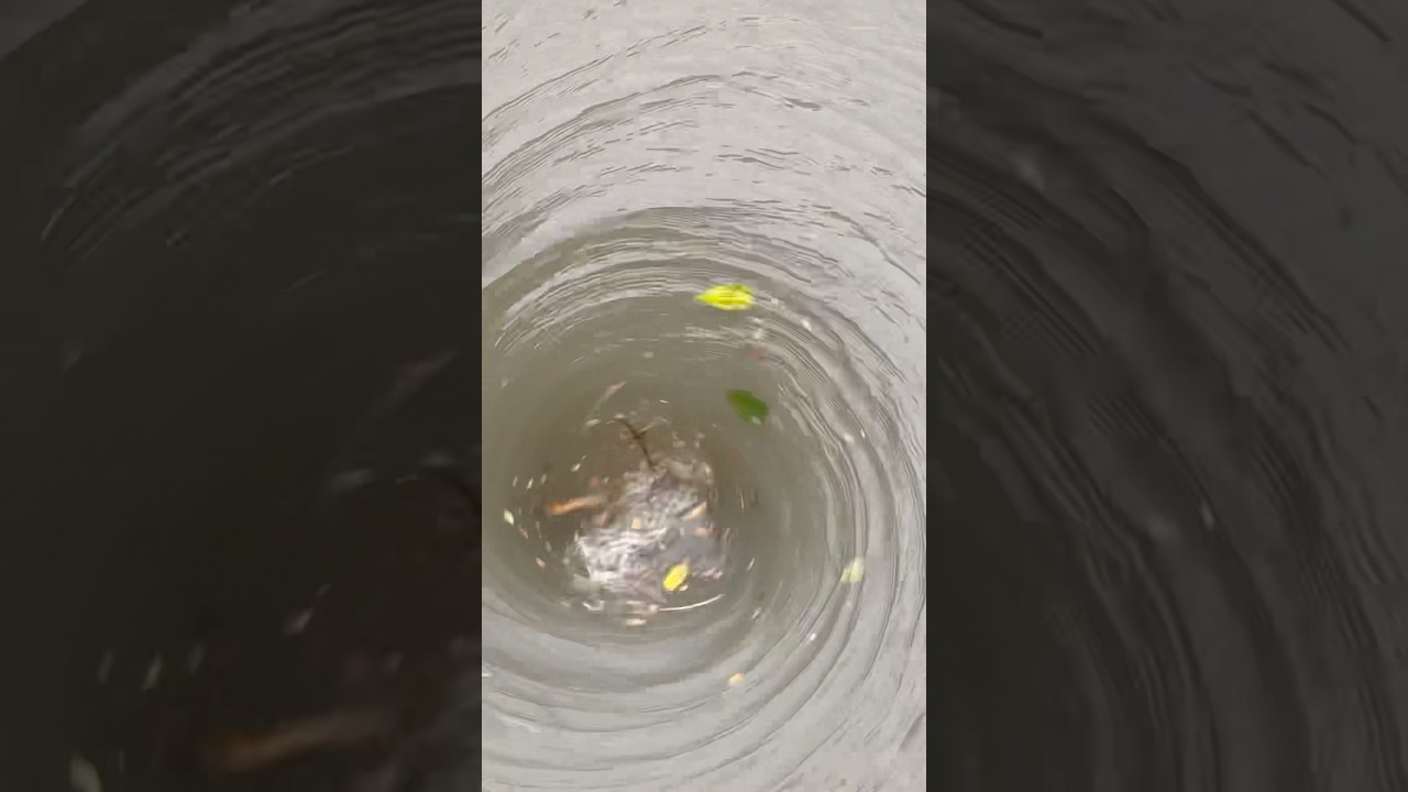 Dam whirlpool filled with trash stuff 