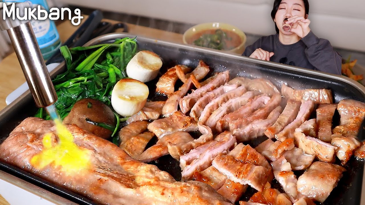 mukbang✨ гриль инстетики свинины и Сожу grilled  pork intestines mukbang