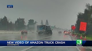 Watch: Dash camera video shows moment Amazon truck smashes through Highway 50 divider