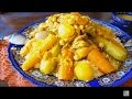 Recette de Couscous marocain aux légumes HD طريقة تحضير  الكسكس المغربي بالقديد والكرداس ب 7 خضر