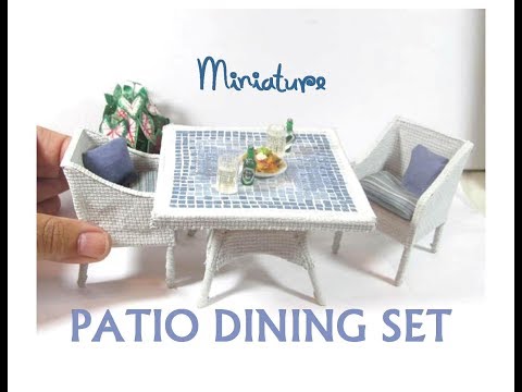 Diy Dollhouse Miniature Faux Wicker Mosaic Tile Patio Dining - Miniature Patio Set Diy Dollhouse Miniature Faux Wicker Mosaic Tile Patio Dining - Miniature Patio Set