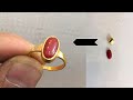 Making Red Coral Stone  in 24k Gold | Gold Ring Making | How It’s Made