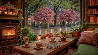 Refreshing Spring Morning Ambience in Rainy Coffee Shop 🌿 Soft Piano Jazz Music for Work, Study screenshot 3