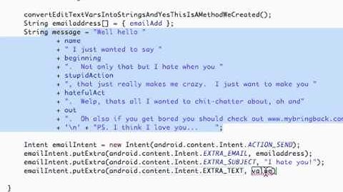 Android Application Development   37   PutExtra method for an Email Intent