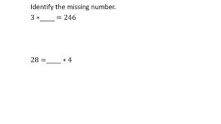 Identify Missing Values Using Multiplication and Division Fact Families